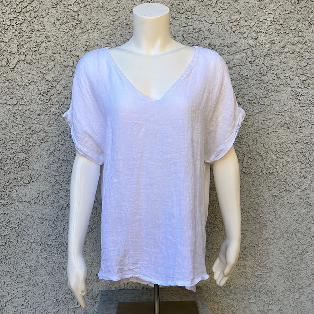 Raw Moda White Shirt Gauzy Frontside Cotton Backside hi low sheer women’s Italy